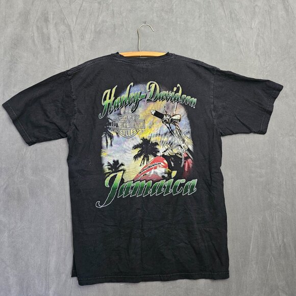 Harley Davidson Men's T Shirt Jamaica Short Sleeve Cotton Black Sz XL Y2K A5-10 - Picture 5 of 6